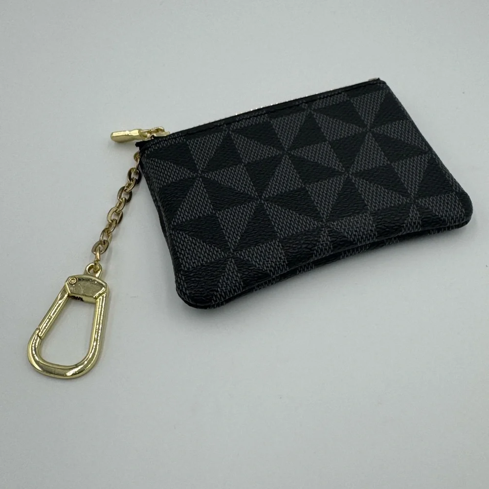 Black Geometric Patterned Keychain Wallet NWOT